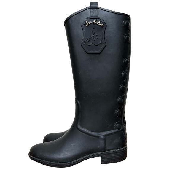 Sam Edelman Ximon Black Rubber Tall Rain Boots - Size 9M - Picture 1 of 8